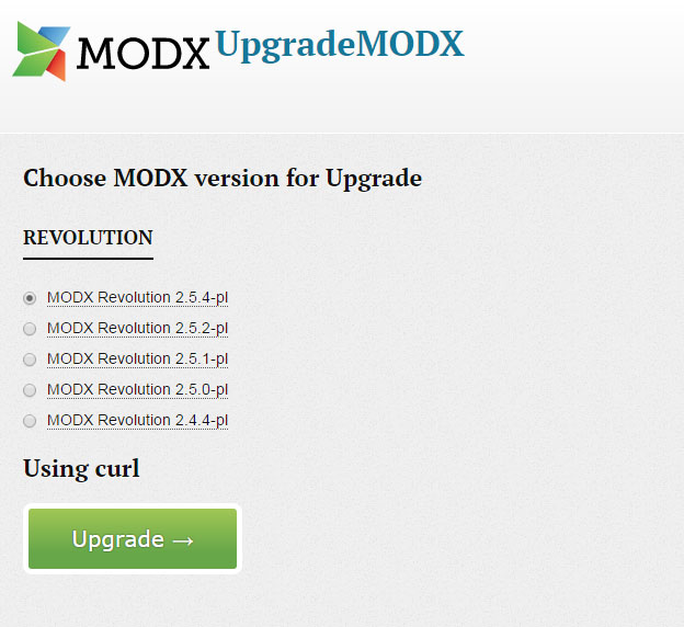 Обновление MODX с помощью плагина